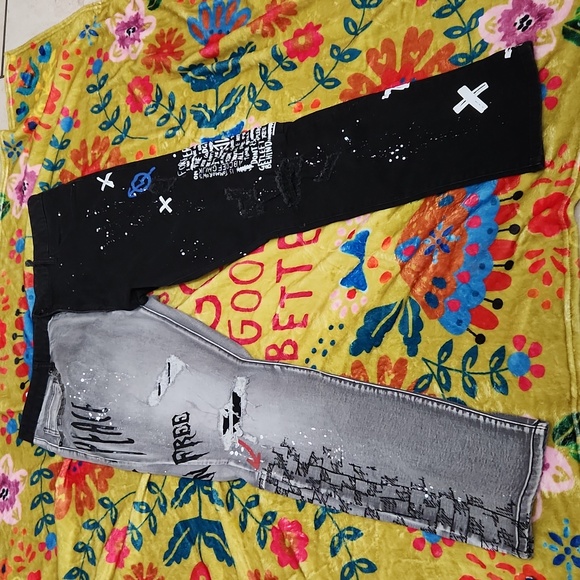 Smoke Rise men's bi color 40/32 graffiti jeans - Picture 1 of 8